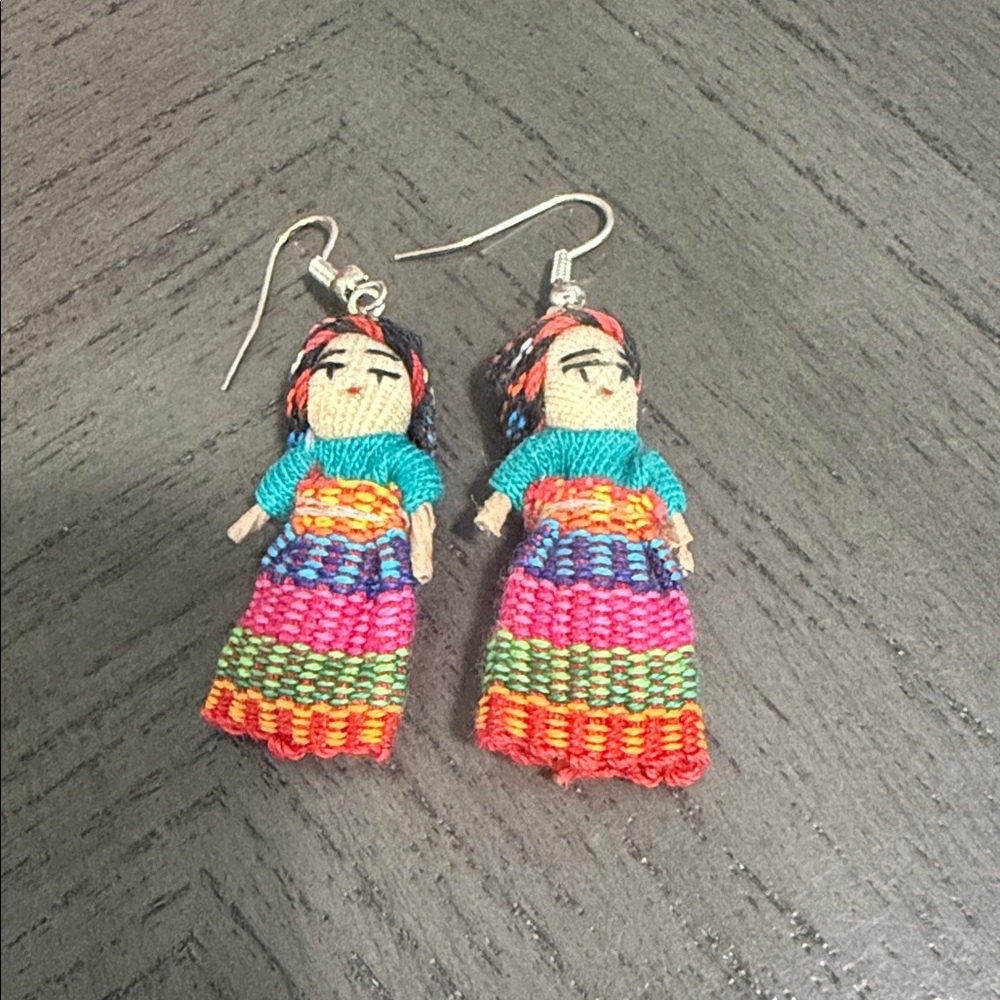 Indigenous worry dolls earrings